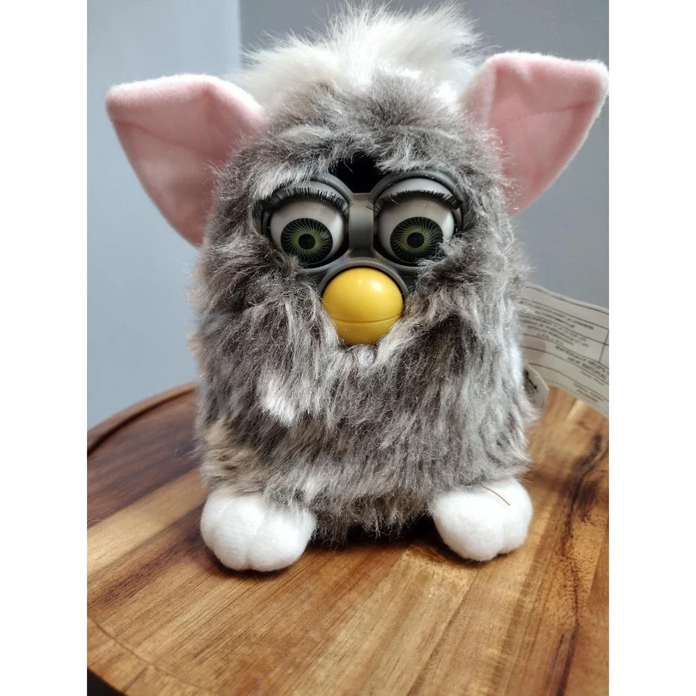 Vintage 1998 Grey Owl Furby with Green Eyes